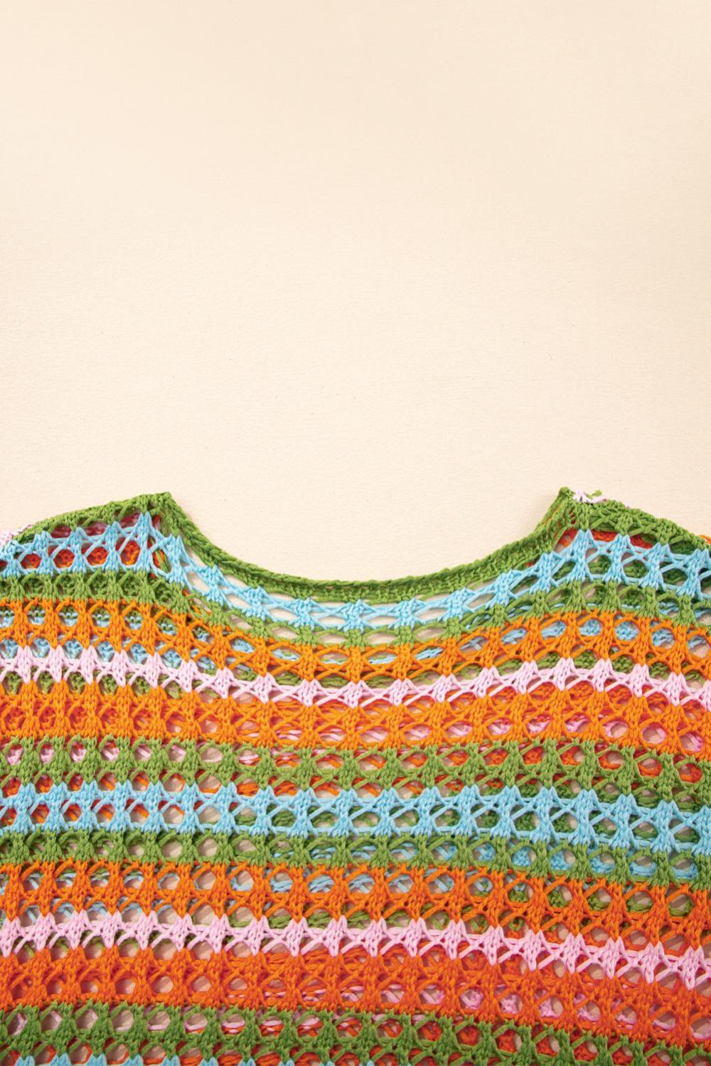 Cover-Ups | Women Carrot Striped Hollow Knit Summer Beach Cover Up