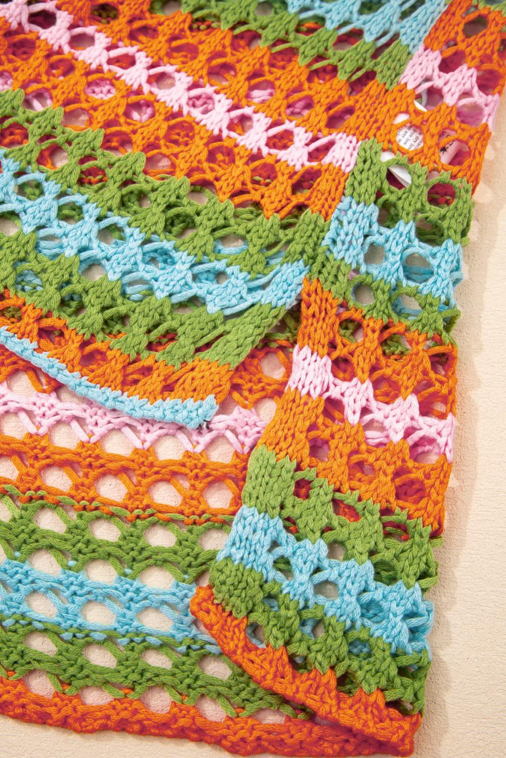 Cover-Ups | Women Carrot Striped Hollow Knit Summer Beach Cover Up