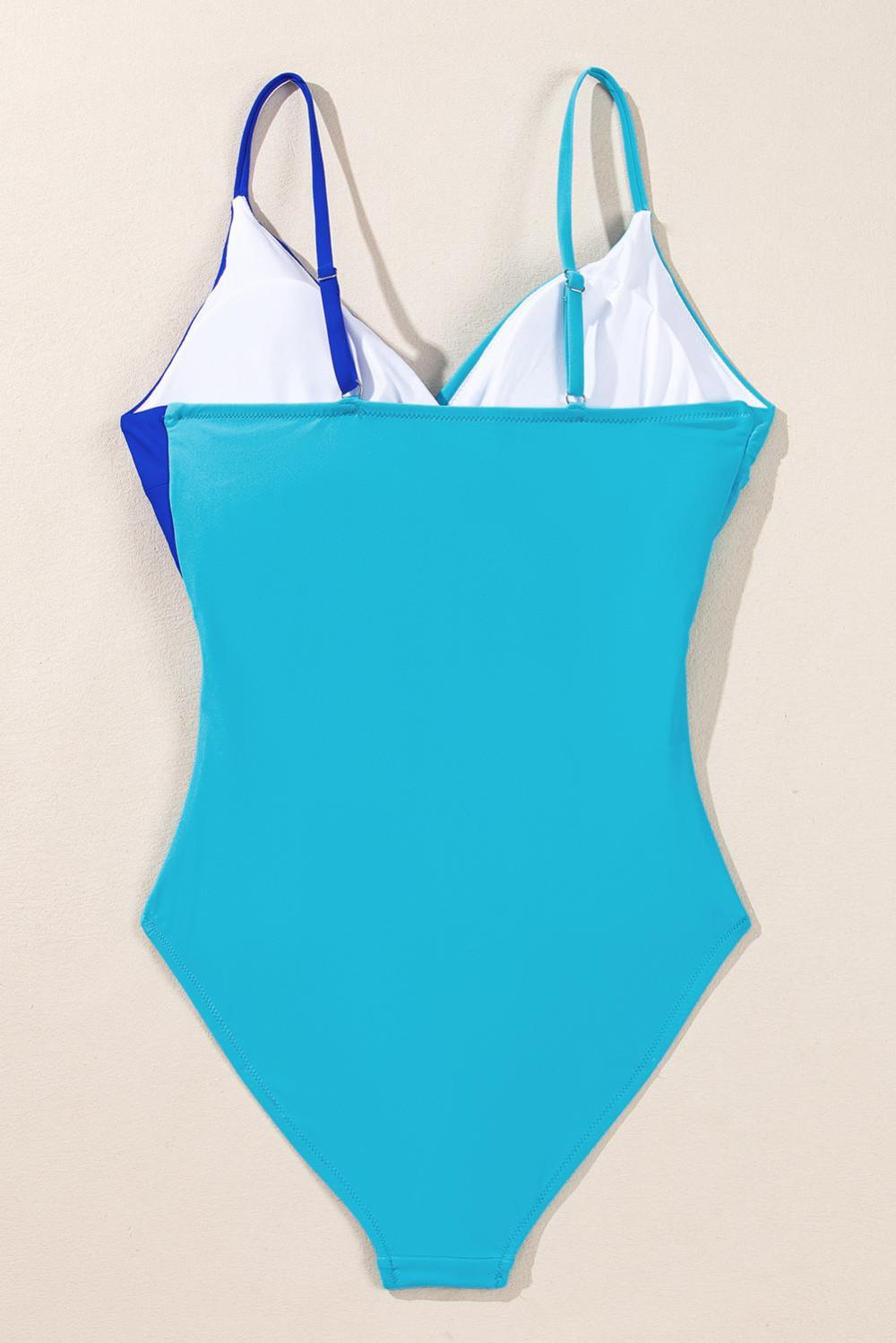 One-Piece | Women Light Blue Two Tone Colorblock Cutout One Piece Swimsuit