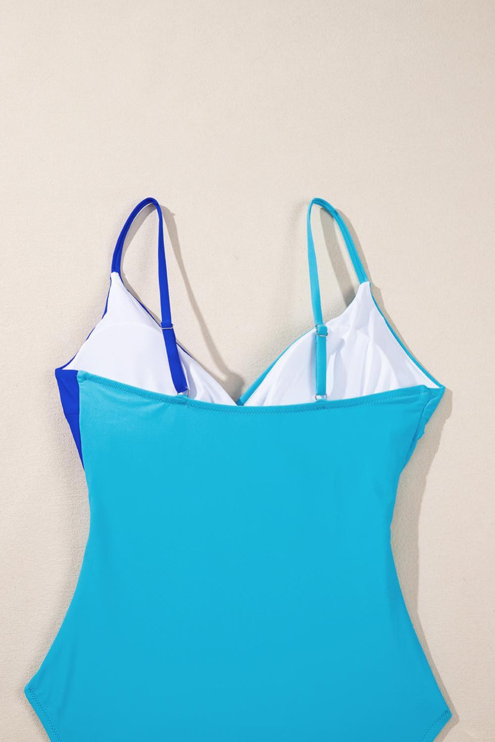 One-Piece | Women Light Blue Two Tone Colorblock Cutout One Piece Swimsuit