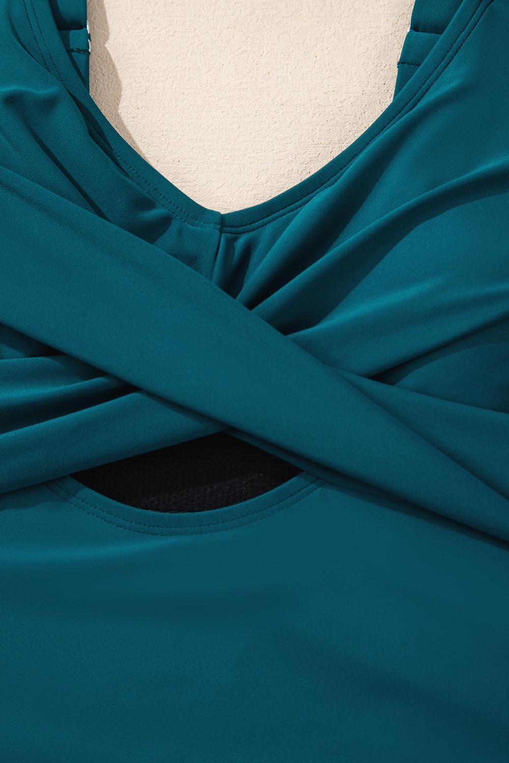 One-Piece | Women Sea Green Adjustable Straps Cutout Ruched Knot Slit One Piece Swim Dress