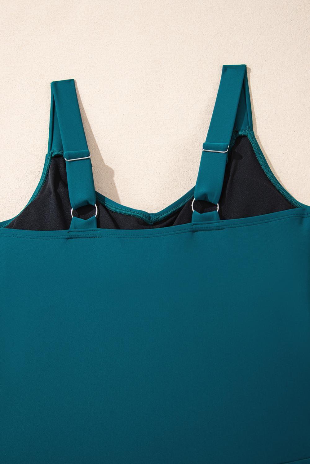 One-Piece | Women Sea Green Adjustable Straps Cutout Ruched Knot Slit One Piece Swim Dress